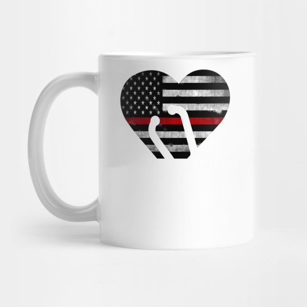 American Flag Heart Firemen Thin Red Line Nurse by Stick Figure103